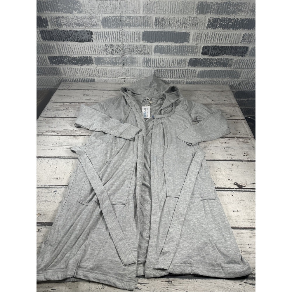 Dude Robe Men's Size S/M Gray Hooded Pockets Belt Soft Cotton Shower Wrap NWT